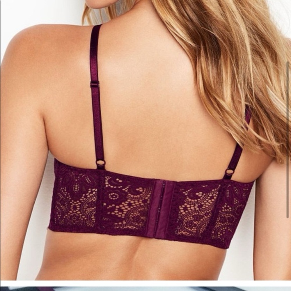 Victoria Secret Women's Whimsygoth Alluring Lace Sheer Bralette Burgundy 36C - Picture 3 of 14